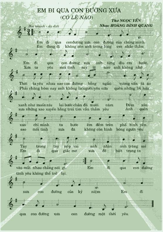 Sheet nhạc Em Đi Qua Con Đường Xưa